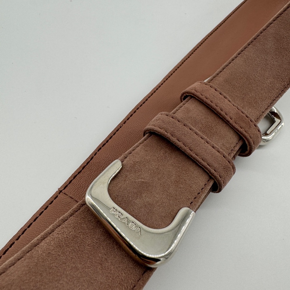 PRADA Suede Leather Blush Belt Size 80/32 1C 5379 Women Made In Italy - Picture 11 of 14